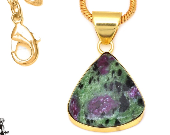 Ruby Zoisite Pendant Necklaces & FREE 3MM Italian 925 Sterling Silver Chain GPH93