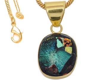 Dichroic Glass Pendant Necklaces & FREE 3MM Italian 925 Sterling Silver Chain GPH795