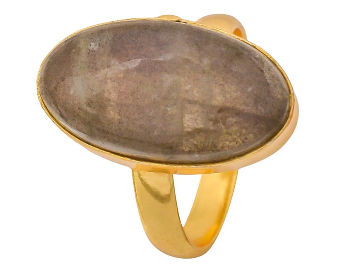 Size 9.5 - Size 11 Purple Labradorite Ring Meditation Ring 24K Gold Ring GPR1264