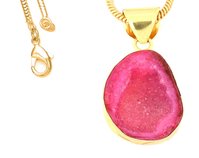 Cobalto Calcite Geode Pendant Necklaces & FREE 3MM Italian 925 Sterling Silver Chain GPH1189