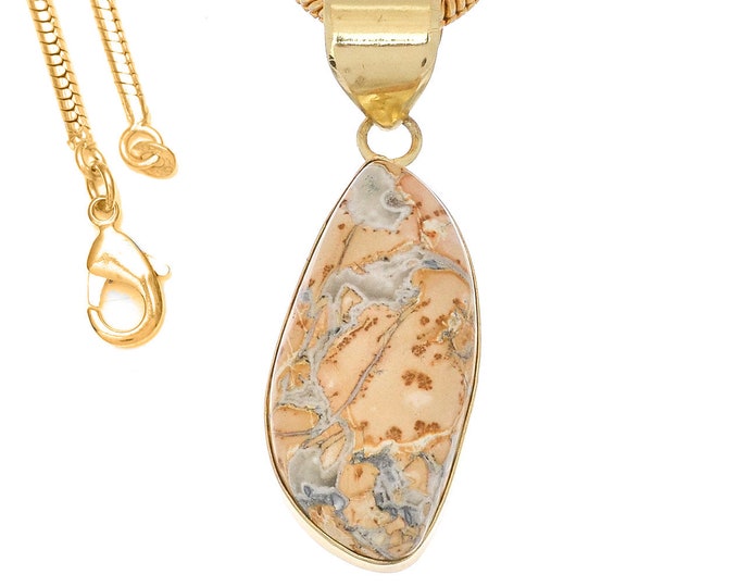 Yellow Dendritic Opal Pendant Necklaces & FREE 3MM Italian 925 Sterling Silver Chain GPH1107