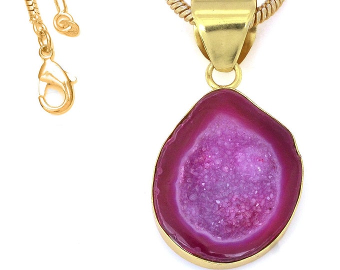 Cobalto Calcite Geode Pendant Necklaces & FREE 3MM Italian 925 Sterling Silver Chain GPH1186