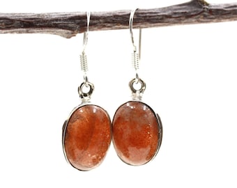 Genuine Sunstone Dangle & Drop Earrings 925 Solid (Nickel Free) Sterling Silver Earrings WHOLESALE price / Made in Canada