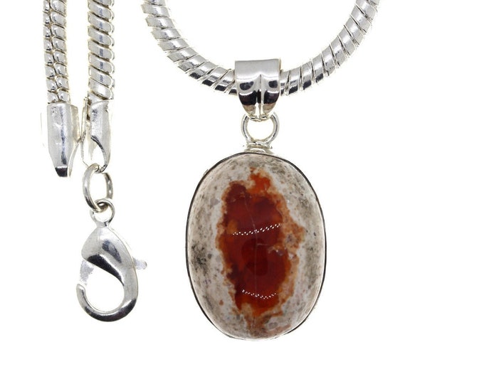 Fire Opal 925 Sterling Silver Pendant & FREE 3MM Italian 925 Sterling Silver Chain O77