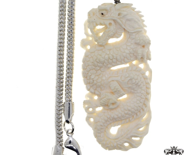 Celtic Dragon Carving Pendant & FREE 3MM Italian 925 Sterling Silver Chain C176