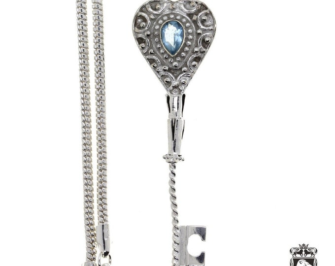 Filigree Key 925 Sterling Silver Pendant & 3MM Italian 925 Sterling Silver Chain P4678