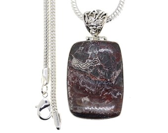 Pyrite Crazy Lace Agate Pendant & FREE 2MM Italian 925 Sterling Silver Chain P4432