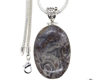 Crazy Lace Agate Pendant & FREE 3MM Italian 925 Sterling Silver Chain P4401