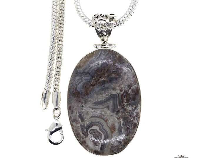 Crazy Lace Agate Pendant & FREE 3MM Italian Snake Chain P4401