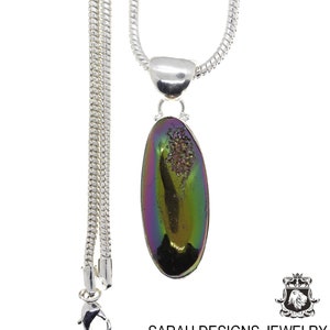 Purple Titanium Window Drusy Druzy 925 Sterling Silver Pendant & FREE 2MM Italian 925 Sterling Silver Chain p1220