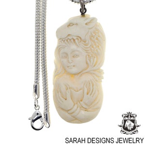 Panther Lady with Claws Carving Pendant & FREE 3MM Italian 925 Sterling Silver Chain C278