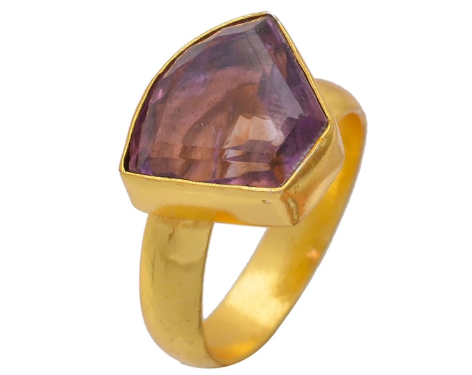Size 8.5 - Size 10 Lavender Amethyst Ring Meditation Ring 24K Gold Ring GPR368