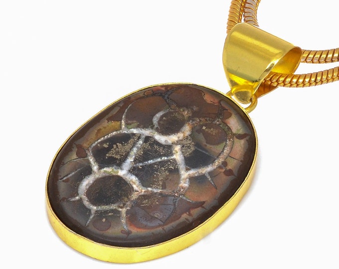 Septarian Nodule Pendant Necklaces & FREE 3MM Italian 925 Sterling Silver Chain GPH289