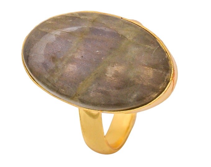 Size 7.5 - Size 9 Purple Labradorite Ring Meditation Ring 24K Gold Ring GPR1287