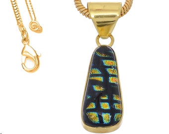 Dichroic Glass Pendant Necklaces & FREE 3MM Italian 925 Sterling Silver Chain GPH783