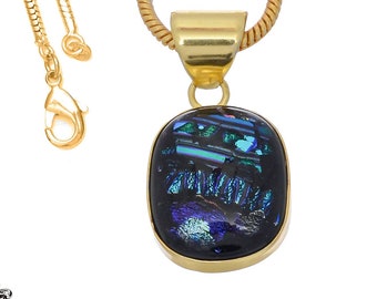 Dichroic Glass Pendant Necklaces & FREE 3MM Italian 925 Sterling Silver Chain GPH793