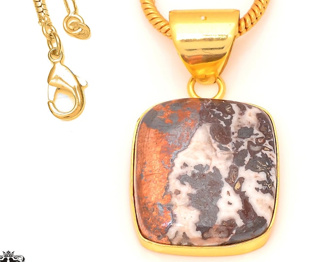 Pyritized Crazy lace Agate 24K Gold & FREE 3MM Chain GPH185