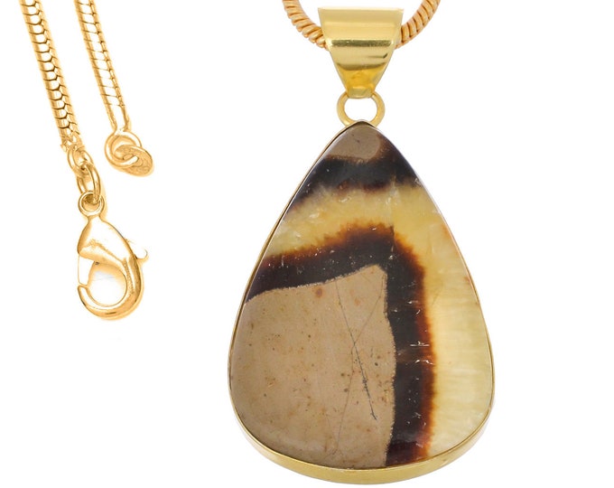 Septarian Dragonstone Pendant Necklaces & FREE 3MM Italian 925 Sterling Silver Chain GPH1349