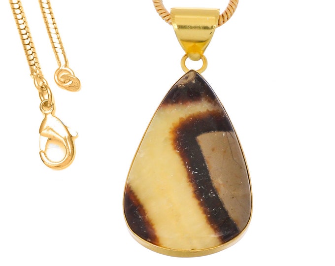 Septarian Dragonstone Pendant Necklaces & FREE 3MM Italian 925 Sterling Silver Chain GPH1342