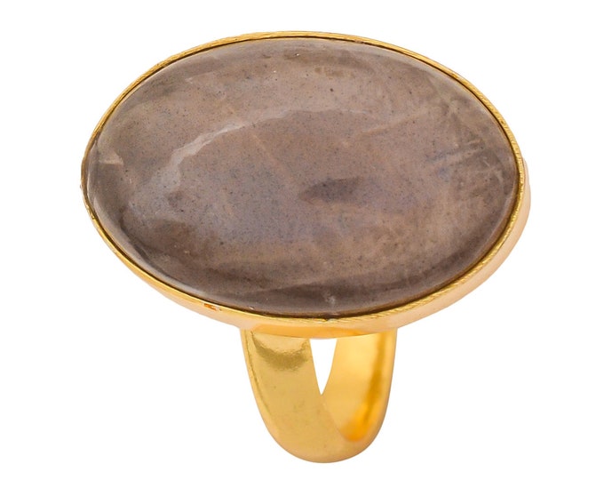 Size 9.5 - Size 11 Purple Labradorite Ring Meditation Ring 24K Gold Ring GPR1268