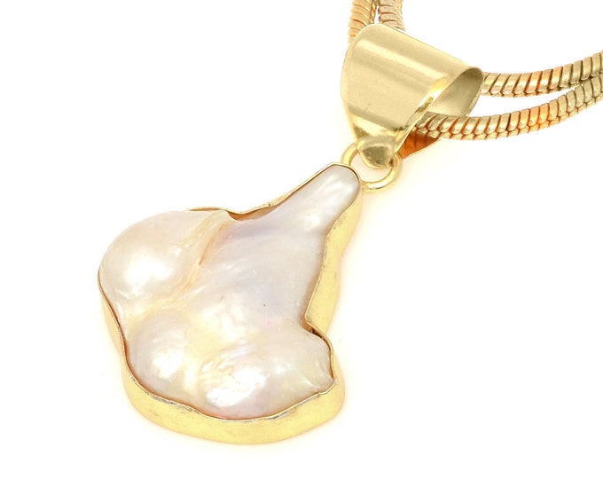 Mabe Biwa Pearl Pendant Necklaces & FREE 3MM Italian 925 Sterling Silver Chain GPH1697