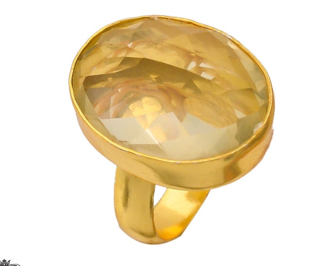 Size 7.5 - Size 9 Angel Aura Quartz Ring Meditation Ring 24K Gold Ring GPR253