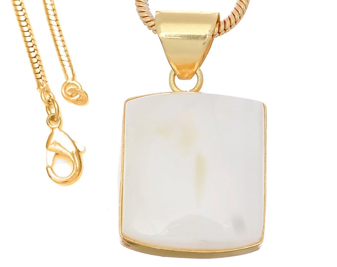 White Scolecite Pendant Necklaces & FREE 3MM Italian 925 Sterling Silver Chain GPH1647