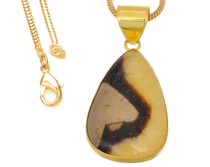 Septarian Dragonstone Pendant Necklaces & FREE 3MM Italian 925 Sterling Silver Chain GPH1346