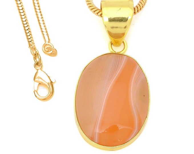 Lake Superior Agate  Pendant Necklaces & FREE 3MM Italian 925 Sterling Silver Chain GPH1452