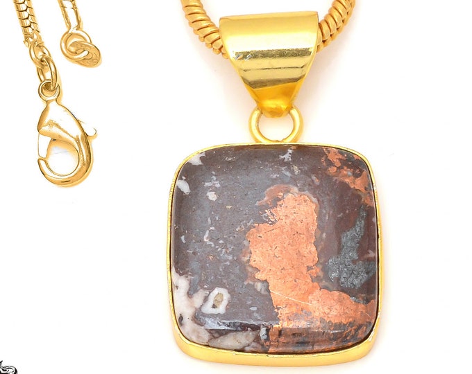 Pyritized Crazy lace Agate 24K Gold & FREE 3MM Chain GPH192