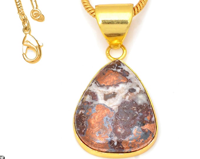 Pyritized Crazy lace Agate 24K Gold & FREE 3MM Chain GPH180