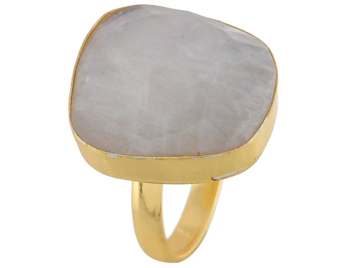 Size 10.5 - Size 12 Moonstone Black Tourmaline Ring Meditation Ring 24K Gold Ring GPR1766