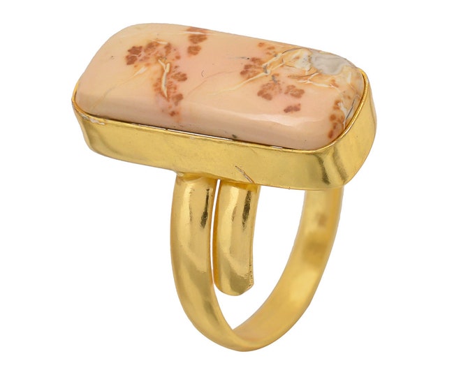 Size 10.5 - Size 12 Yellow Merlinite Ring Meditation Ring 24K Gold Ring GPR1537