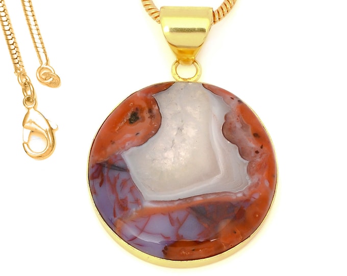 Laguna Lace Agate Pendant Necklaces & FREE 3MM Italian 925 Sterling Silver Chain GPH1627