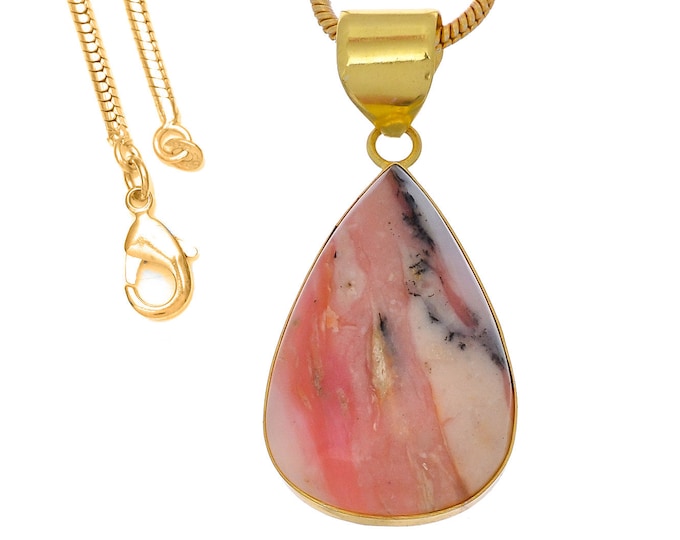 Peruvian Pink Opal Pendant Necklaces & FREE 3MM Italian 925 Sterling Silver Chain GPH1004