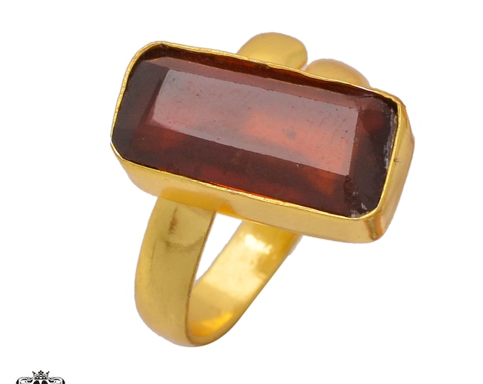 Size 8.5 - Size 10 Tanzanian Spessartite Garnet Ring Meditation Ring 24K Gold Ring GPR367