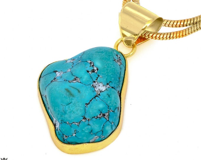 Tibetan Turquoise Nugget Pendant Necklaces & FREE 3MM Italian 925 Sterling Silver Chain GPH919