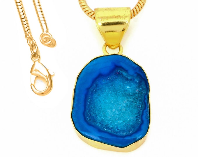 Tabasco Geode Pendant Necklaces & FREE 3MM Italian 925 Sterling Silver Chain GPH858