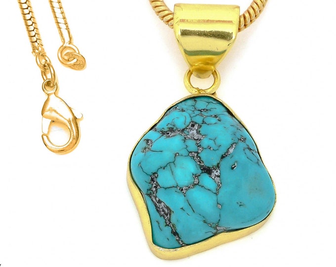 Tibetan Turquoise Nugget Pendant Necklaces & FREE 3MM Italian 925 Sterling Silver Chain GPH912