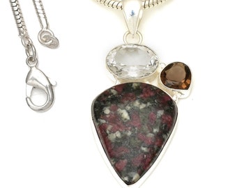 Eudialyte 925 Sterling Silver Pendant & 2MM Italian 925 Sterling Silver Chain P7743