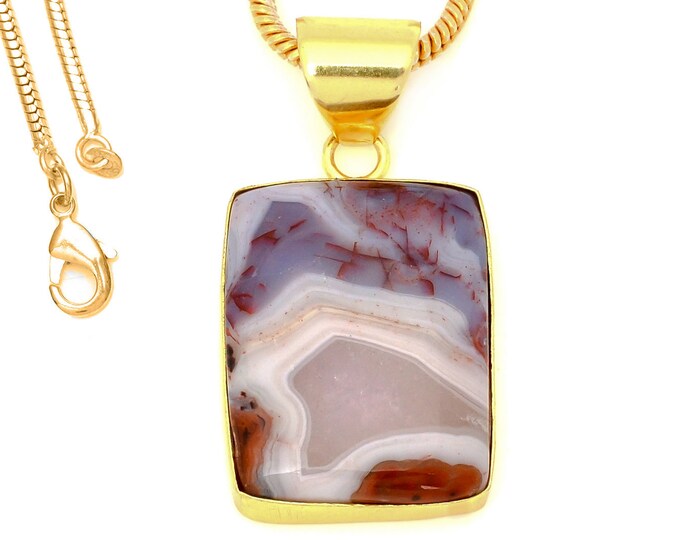 Laguna Lace Agate Pendant Necklaces & FREE 3MM Italian 925 Sterling Silver Chain GPH1630