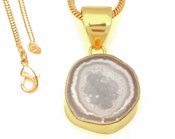 Tasbasco Geode Pendant Necklaces & FREE 3MM Italian 925 Sterling Silver Chain GPH1741