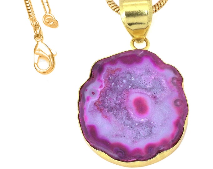 Cobalto Calcite Geode Pendant Necklaces & FREE 3MM Italian 925 Sterling Silver Chain GPH1185