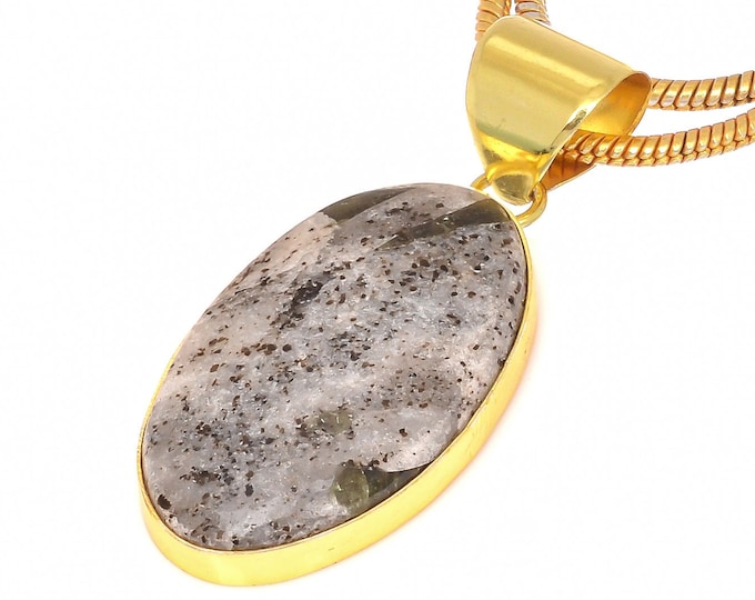 Epidote Pendant Necklaces & FREE 3MM Italian 925 Sterling Silver Chain GPH178