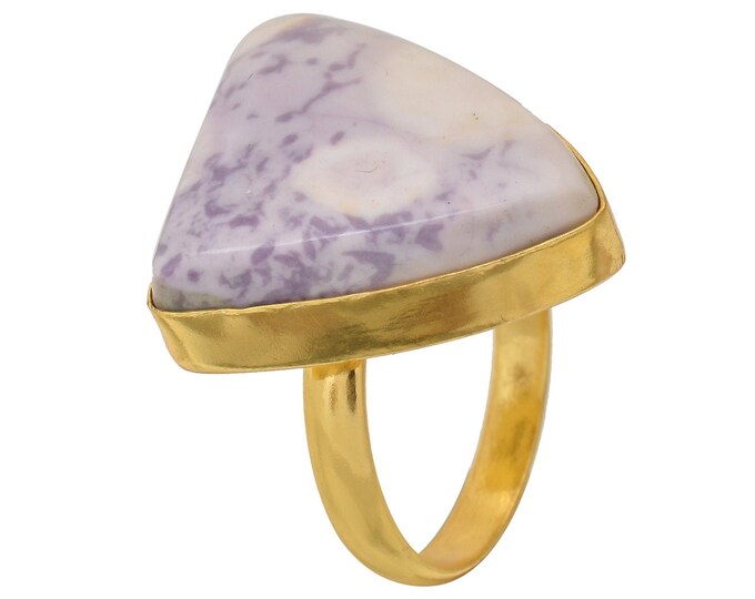 Size 9.5 - Size 11 Tiffany Jasper Bertrandite Ring Meditation Ring 24K Gold Ring GPR1575