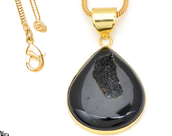 Agate Druzy Pendant Necklaces & FREE 3MM Italian 925 Sterling Silver Chain GPH477
