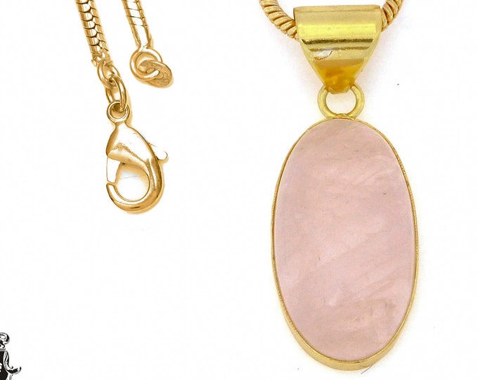 Rose Quartz Pendant Necklaces & FREE 3MM Italian 925 Sterling Silver Chain GPH987