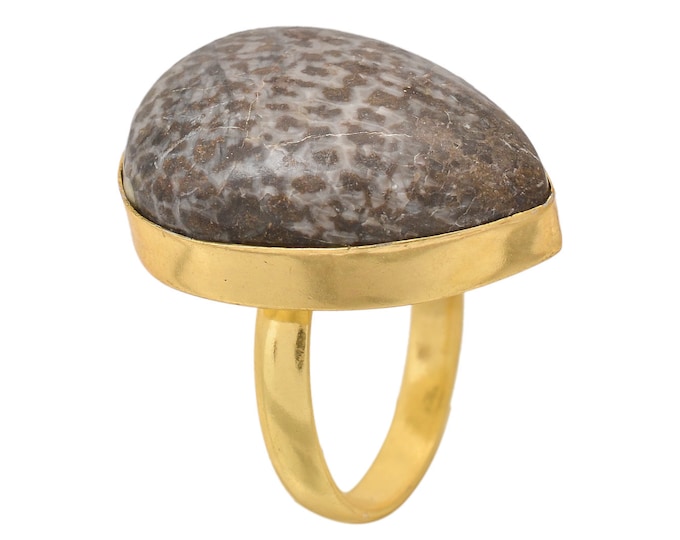 Size 8.5 - Size 10 Stingray Coral Ring Meditation Ring 24K Gold Ring GPR1649