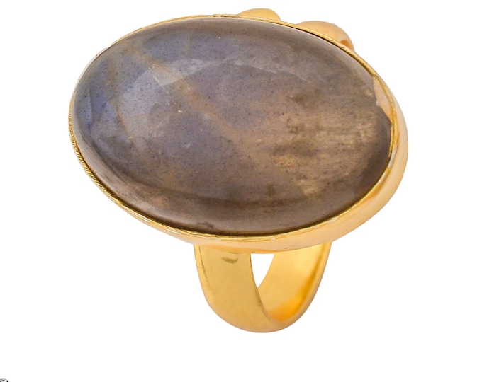 Size 9.5 - Size 11 Purple Labradorite Ring Meditation Ring 24K Gold Ring GPR1263