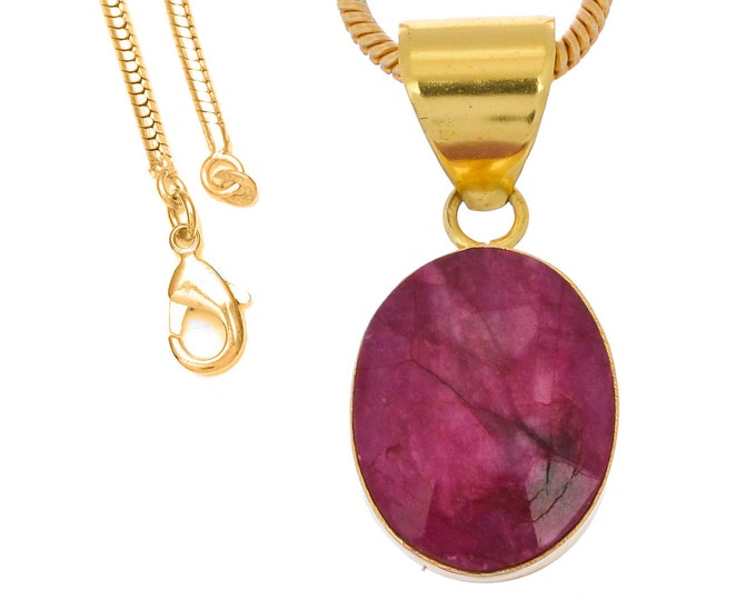 Ceylon Ruby Pendant Necklaces & FREE 3MM Italian 925 Sterling Silver Chain GPH1269